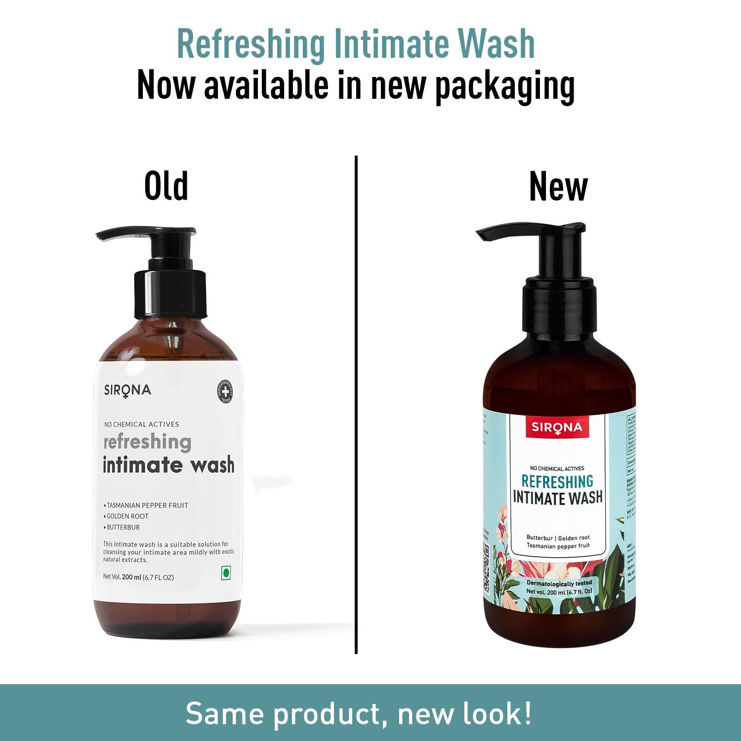 Sirona Natural Refreshing Feminine Wash - 6.7 Fl Oz (200 ml) | No Chemical, No Irritation, pH Balanced Intimate